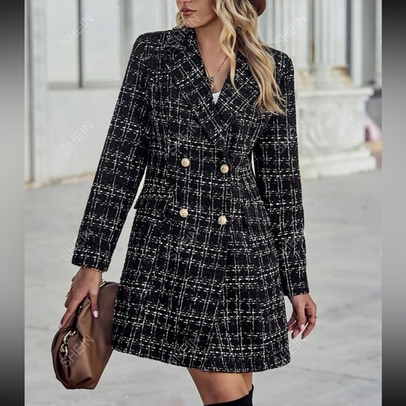 Plazacore plaid double breasted tweed overcoat jacket - Picture 5 of 6